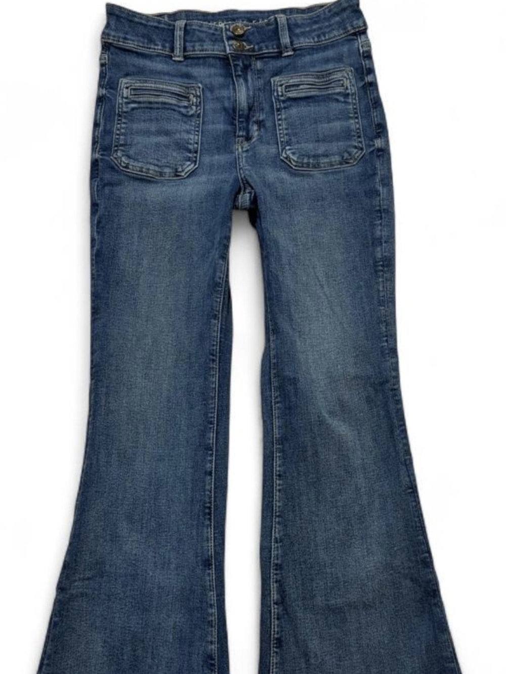 AE Super High Waisted Flare Jeans LIKE NEW SIZE 10 SHORT - Picture 3 of 8